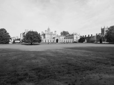 Cambridge, İngiltere - Ekim 2018 yaklaşık: St John's College siyah beyaz