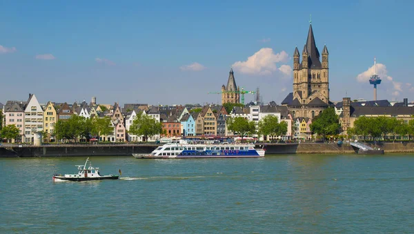 Koln Niemcy Sierpnia 2009 Widok Panoramę Miasta Renu — Zdjęcie stockowe