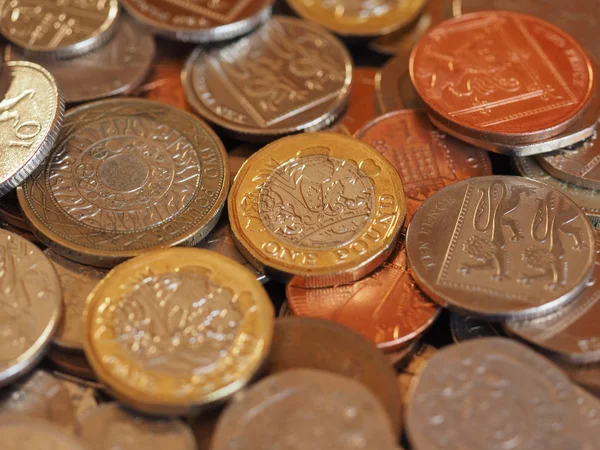 Pfund Münzen Geld Gbp Währung Des Vereinigten Königreichs Nützlich Als — Stockfoto
