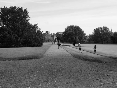 Cambridge, İngiltere - Ekim 2018 yaklaşık: St John's College siyah beyaz