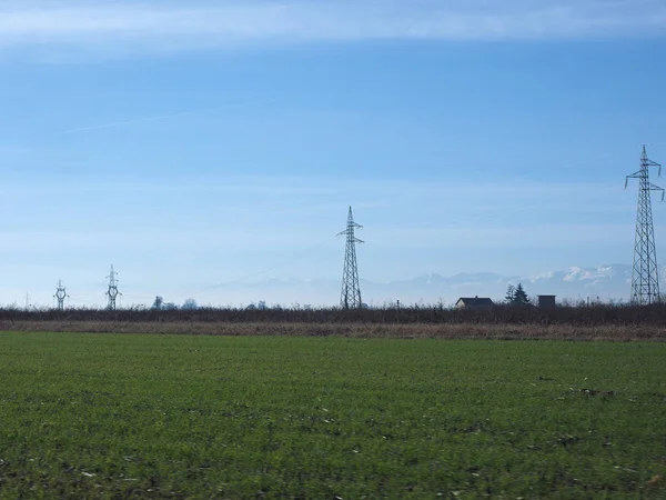 Una Torre Línea Transmisión Alta Tensión Energía Eléctrica — Foto de Stock