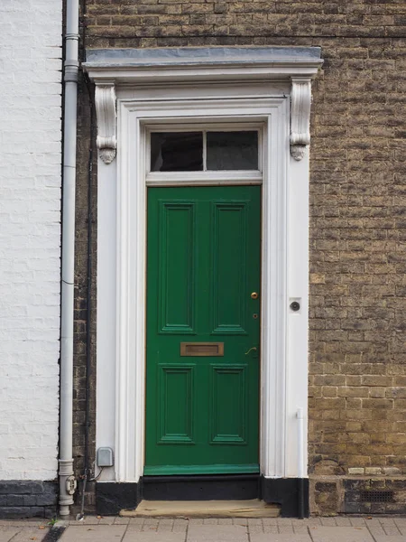 Porta Ingresso Tradizionale Verde Una Casa Britannica — Foto Stock