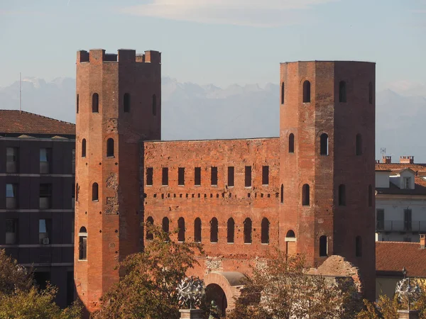 Porta Palatina Palatine Gate Ruins Turin Italy — Stock Photo, Image