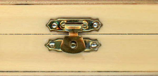 wooden coffer box with metal lock for valuables