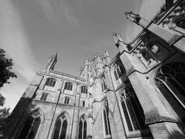 Ely, İngiltere'de siyah beyaz Ely Katedrali (eski adıyla Kilisesi, St Etheldreda ve St Peter ve kilise kutsal ve bölünmemiş Trinity)