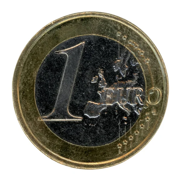 1ユーロ硬貨 Eur 欧州連合 の通貨は白い背景に隔離されています — ストック写真