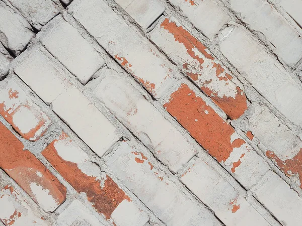 Weiße Ziegelwand Textur Nützlich Als Hintergrund Mit Diagonalen Fliesen — Stockfoto