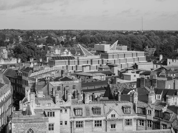 Cambridge Ngiltere Şehir Içinde Siyah Beyaz Havadan Görünümü — Stok fotoğraf