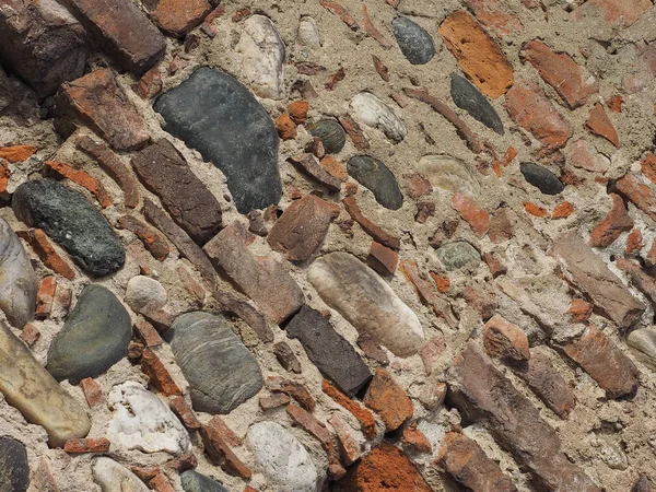 Ancien Mur Briques Pierres Utile Comme Fond Avec Des Tuiles — Photo