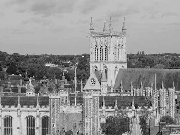 Cambridge Ngiltere Şehir Içinde Siyah Beyaz Havadan Görünümü — Stok fotoğraf