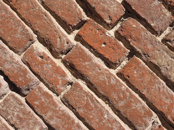 Rote Ziegelwand Nützlich Als Hintergrund Mit Diagonalen Kacheln — Stockfoto