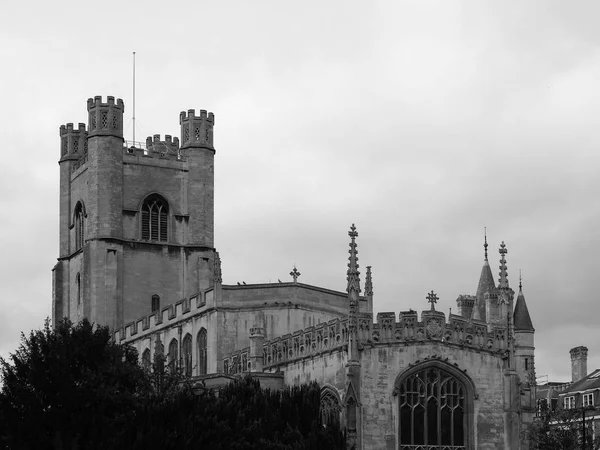 Nagy Szent Mária Templom Cambridge Egyesült Királyság Fekete Fehér — Stock Fotó