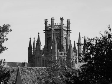 Ely, İngiltere'de siyah beyaz Ely Katedrali (eski adıyla Kilisesi, St Etheldreda ve St Peter ve kilise kutsal ve bölünmemiş Trinity)
