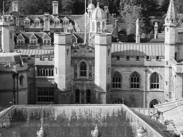 Vista Aérea Ciudad Cambridge Reino Unido Blanco Negro — Foto de Stock