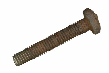 Eski paslı metal vida beyaz arka planda izole