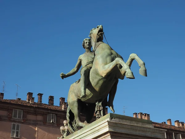 Turin Italie Circa Janvier 2019 Statue Pollux Castor Palazzo Reale — Photo