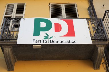 Rivoli, İtalya - Şubat 2019 yaklaşık: Partito Democratico (anlamı Demokrat Parti) Genel Müdürlük