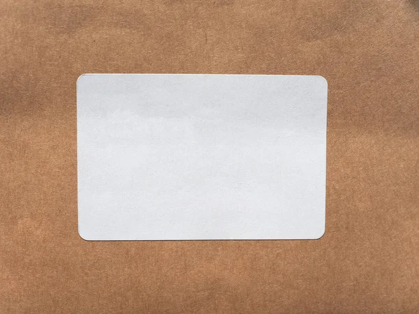Tekstura Papieru Brązowy Białą Etykietą Przydatne Jako Tło — Zdjęcie stockowe