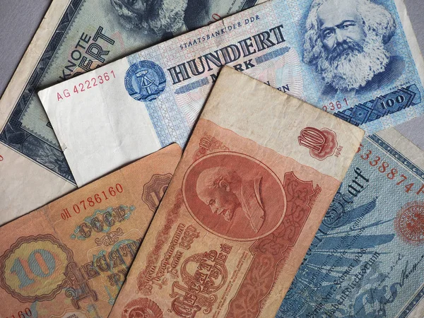 Vintage Withdrawn Banknotes Soviet Union German Democratic Republic German Empire — Stock Photo, Image