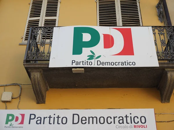 Rivoli Itália Fevereiro Circa 2019 Sede Partito Democratico Que Significa — Fotografia de Stock