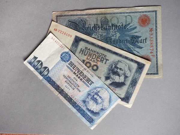 Vintage Withdrawn Banknotes German Democratic Republic German Empire — Stock Photo, Image
