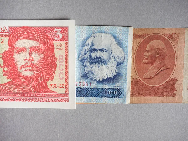 Vintage Withdrawn Banknotes Soviet Union German Democratic Republic Cuba — Stock Photo, Image