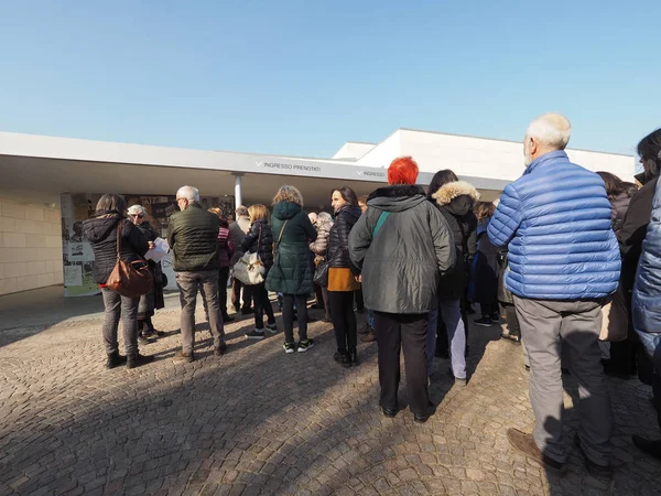 Alba Italy Circa February 2019 People Queueing Visit Exhibition Fondazione — Stock Photo, Image