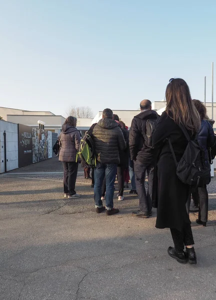 Alba Italy Circa February 2019 People Queueing Visit Exhibition Fondazione — Stock Photo, Image