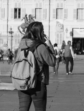 Piazza Castello Torino'da Meydanı'nda siyah ve beyaz