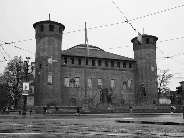 Piazza Castello plein in Turijn in zwart-wit — Stockfoto