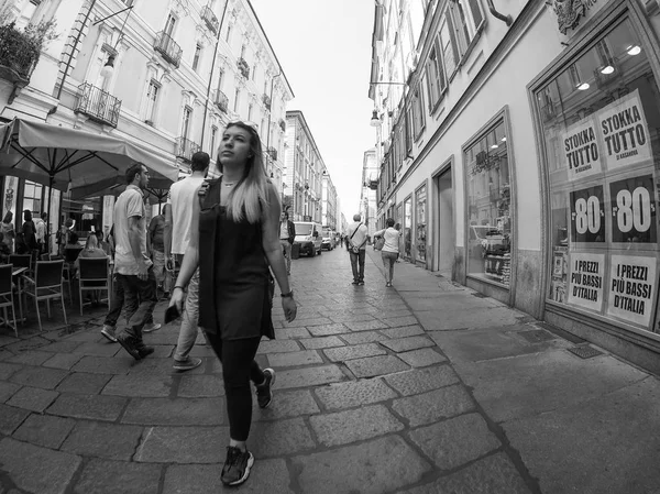 Vue de la ville de Turin en noir et blanc — Photo