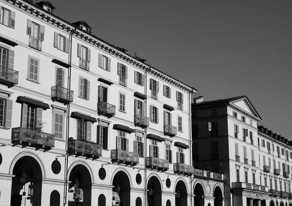 Piazza Vittorio square in Turin in black and white — Stock Photo, Image