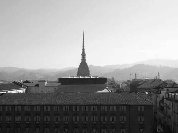 Luftaufnahme von turin in schwarz-weiß — Stockfoto