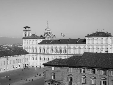 Turin havadan görünümü siyah beyaz