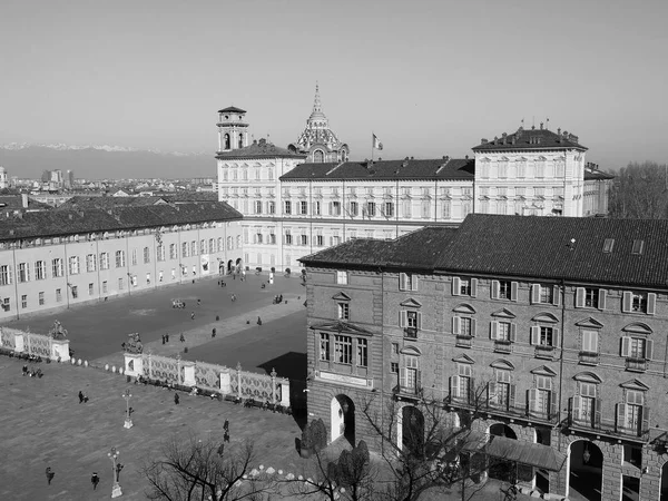 Turin havadan görünümü siyah beyaz — Stok fotoğraf