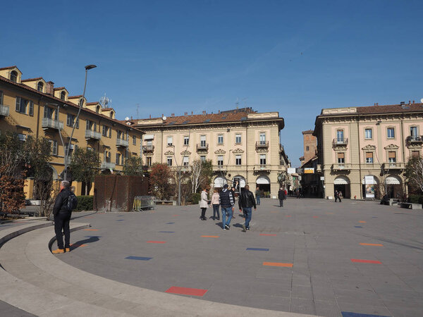ALBA, ITALY - CIRCA FEBRUARY 2019: Piazza Michele Ferrero (previously known as Piazza Savona) square