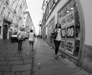 Siyah ve beyaz Torino şehir görünümünü