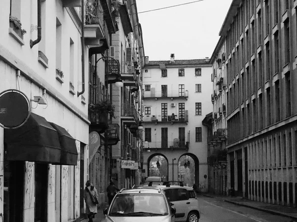 People in Turin city centre in black and white — Stock Photo, Image