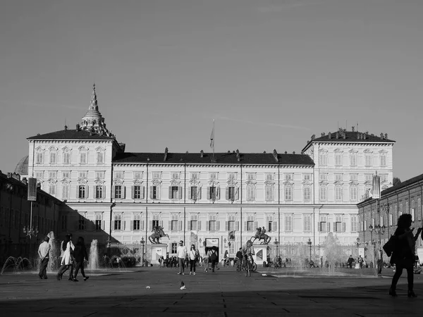 Pałac Królewski w Turynie w czerni i bieli — Zdjęcie stockowe