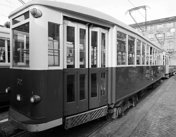 Tramwaj Vintage 312 Turyn wózek Festival w czerni i bieli — Zdjęcie stockowe