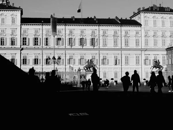 Palazzo Reale in Turin in black and white — Stock Photo, Image