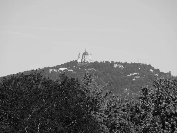 Basilica di Superga v Turíně v černé a bílé — Stock fotografie