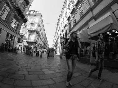 Siyah ve beyaz Torino şehir görünümünü