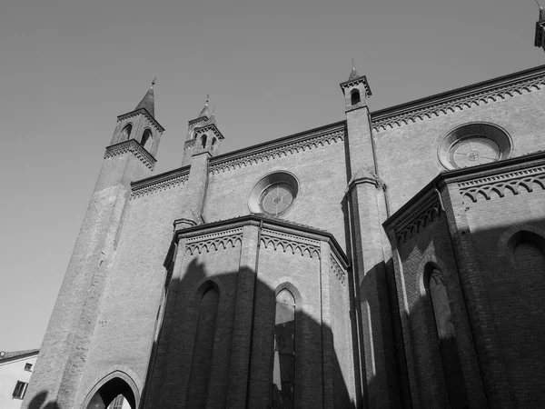 San Lorenzo Cathedral in Alba in black and white — Stock Photo, Image