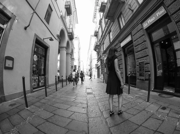 Vue de la ville de Turin en noir et blanc — Photo