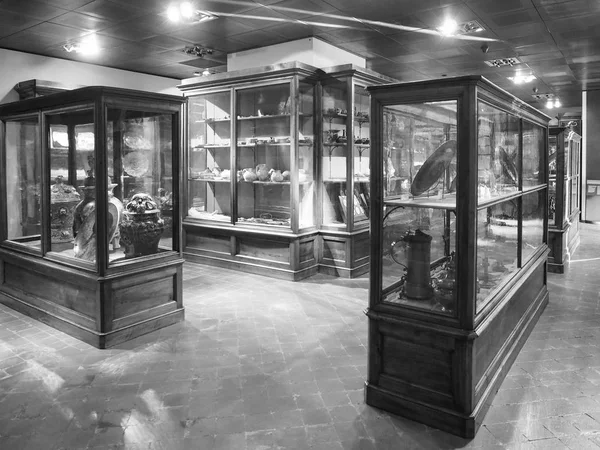 Museum voor oude kunst bij Palazzo Madama in Turijn in zwart en wh — Stockfoto