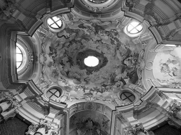 Santa Maria Maddalena church in Alba in black and white — Stock Photo, Image