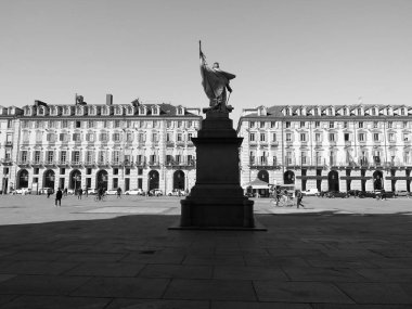 Piazza Castello Torino'da Meydanı'nda siyah ve beyaz