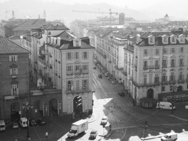 Turin havadan görünümü siyah beyaz