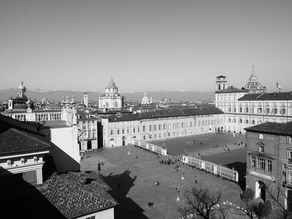 Turin havadan görünümü siyah beyaz — Stok fotoğraf